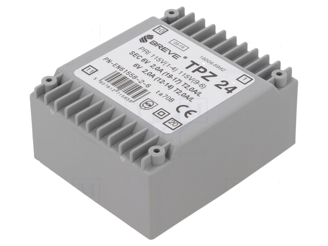 Transformator: netwerk; 24VA; 115VAC,230VAC; 6V; 6V; PCB; IP00