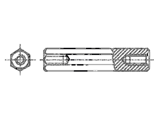 Afstandsbus met schroefdraad; 14mm; Int.schroefdraad: M3; nikkel