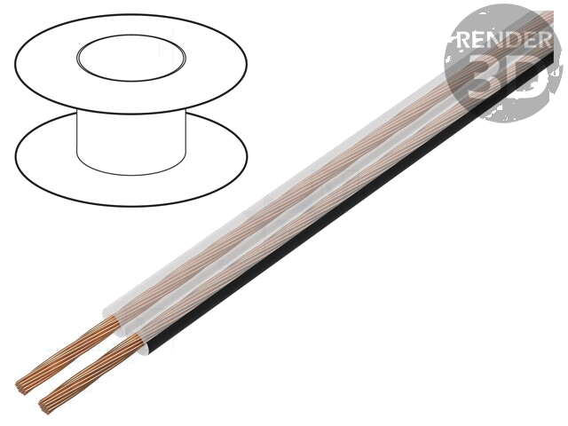 Leiding: voor luidsprekers; TLYp; 2x2,5mm2; koord; Cu; transparant