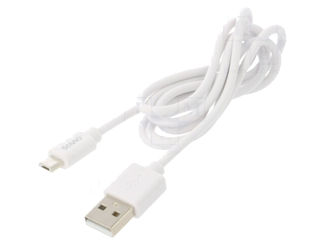 Kabel; USB 2.0; USB-A-stekker,USB B-microstekker; 1m; wit; 2,1A