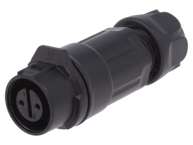 Connector: rond; stekker; maat 12; 02; vrouwelijk; PIN: 2; verguld