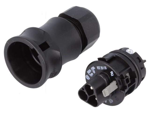 Connector: rond; stekker; RST; mannelijk; PIN: 3; verzilverd; 20A
