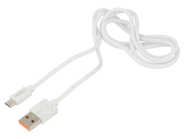 Kabel; USB 2.0; USB-A-stekker,USB B-microstekker; 1m; wit; 5A