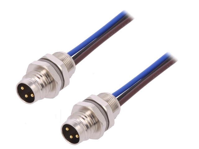 Connector: M8; 0,2m; mannelijk; PIN: 3; contact; IP67; 60V