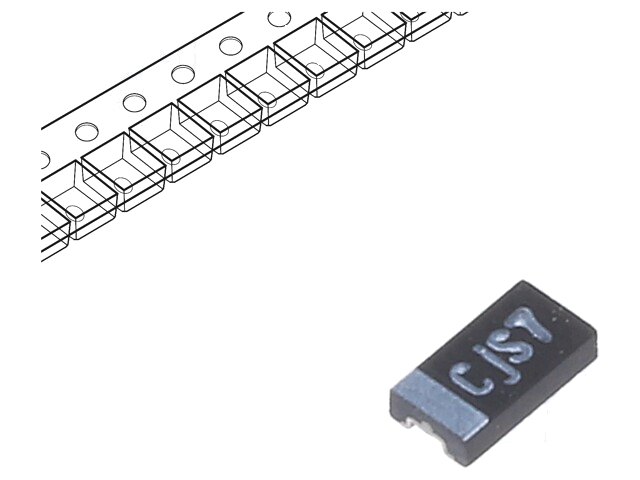 Condensator: tantaal-polymeer; low ESR; 47uF; 6,3VDC; 1206; SMD