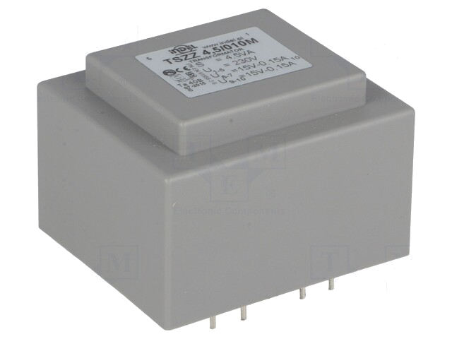 Transformator: ingegoten; 4,5VA; 230VAC; 15V; 15V; 150mA; 150mA; PCB