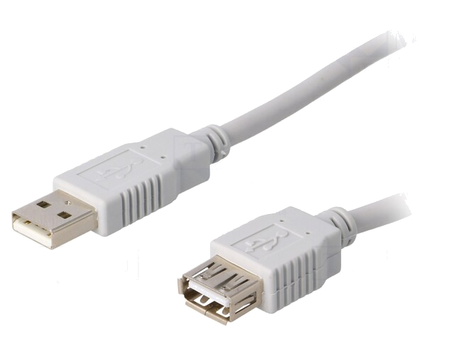 Kabel; USB 2.0; USB-A aansluiting,USB-A-stekker; 3m; grijs