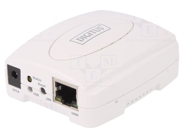 Printerserver; DC,RJ45-aansluiting,USB-A aansluiting