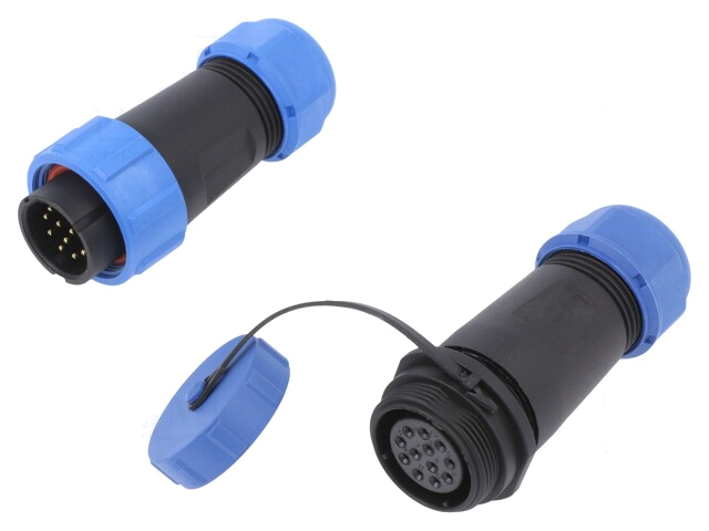 Connector: rond; mannelijk + vrouwelijk; PIN: 12; 3A; IP67; 500V