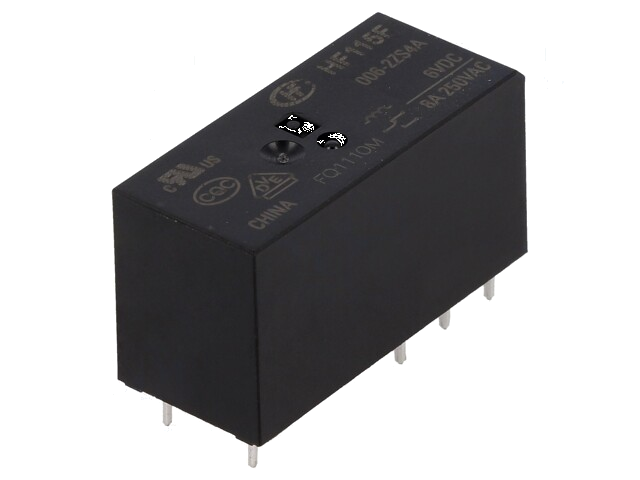 Relais: elektromagnetische; DPDT; Uspoel: 6VDC; 8A; 8A/250VAC; PCB