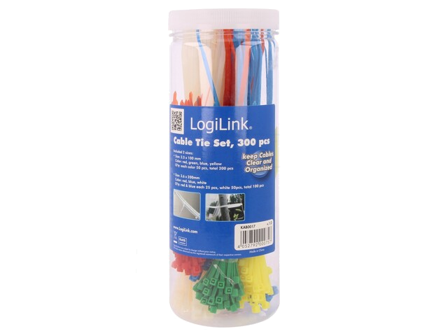 Kabelbinderset; polyamide; rood,natuurlijk,blauw,groen,geel