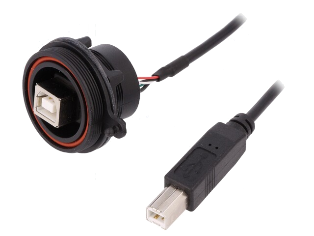 Contact; USB B; USB B-aansluiting-voorkant,USB-B-stekker; PIN: 4