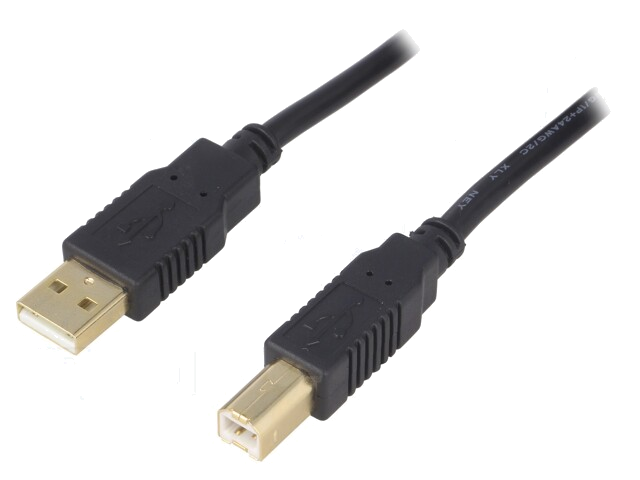 Kabel; USB 2.0; USB-A-stekker,USB-B-stekker; verguld; 3m; zwart