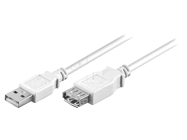Kabel; USB 2.0; USB-A aansluiting,USB-A-stekker; 3m; wit; Ader: Cu
