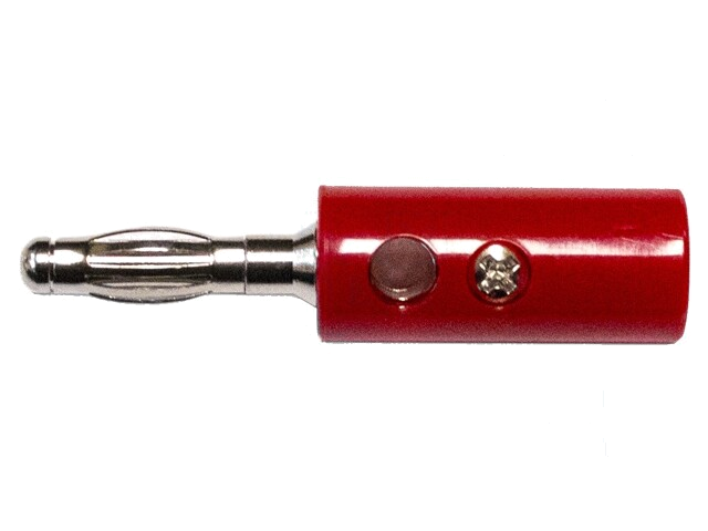 Stekker; banaanstekker 4mm; 15A; 1kVAC; rood; 43mm; vernikkeld