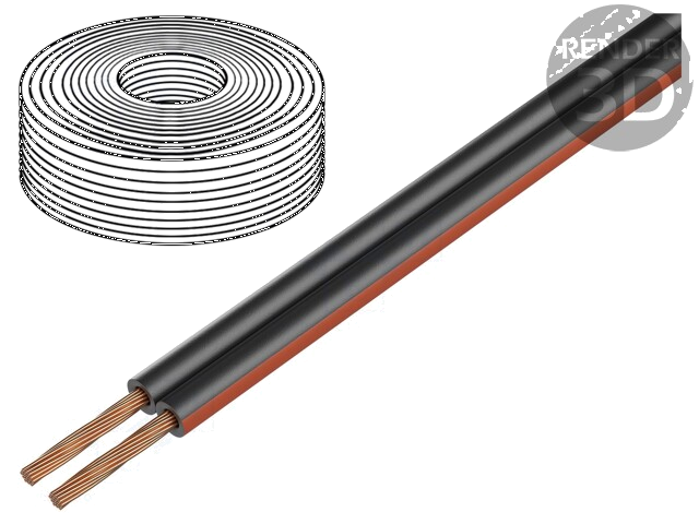 Leiding: voor luidsprekers; TLYp; 2x2,5mm2; koord; Cu; zwart; PVC