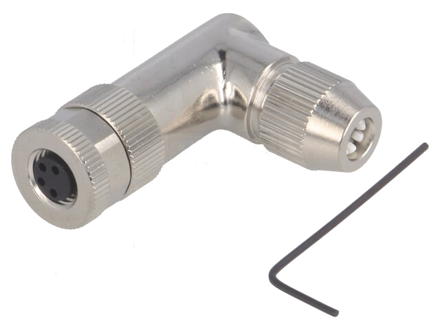 Connector: M8; vrouwelijk; PIN: 4; hoek van 90 °; afgeschermd; IP67