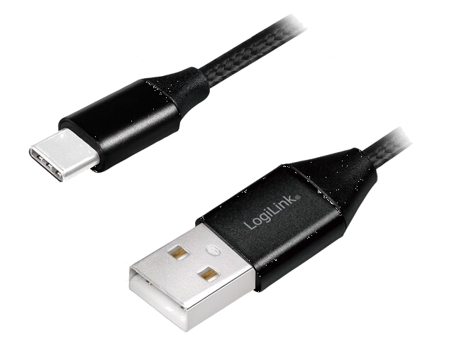 Kabel; USB 2.0; USB-A-stekker,USB-C-stekker; 1m; zwart; PVC