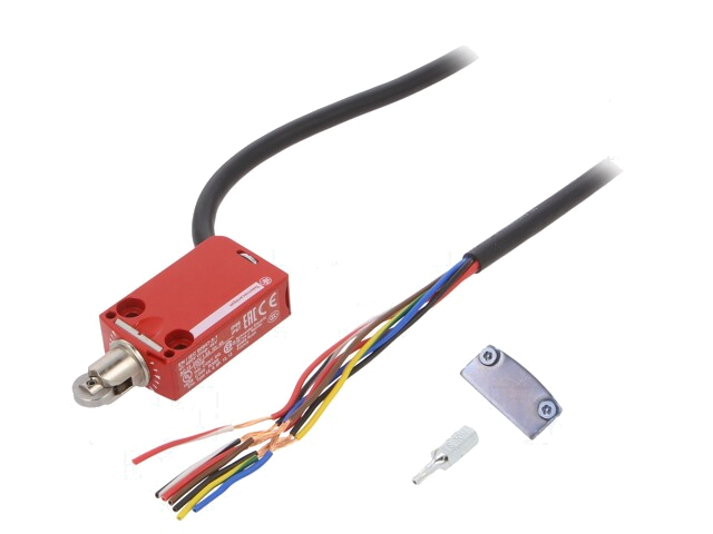 Eindschakelaar; metalen rol Ø11,6mm; NC x2 + NO; 1,5A; kabel 2 m