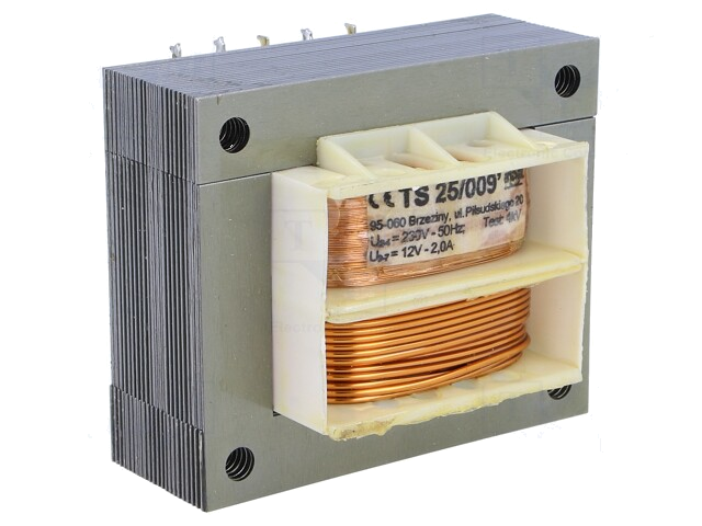 Transformator: netwerk; 25VA; 230VAC; 12V; 2A; schroeven; IP00