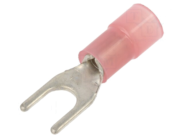 Uiteinde: vork; M4; Ø: 4,2mm; 0,25÷1,5mm2; klemmen; voor draad; rood