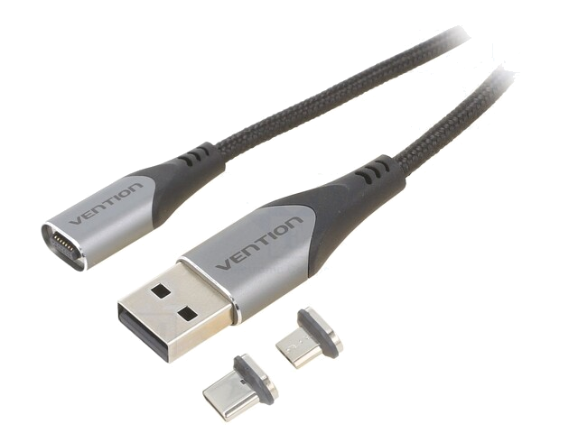 Kabel; magnetisch,USB 2.0; 1,5m; zwart; Ader: Cu,vertinde; 480Mbps