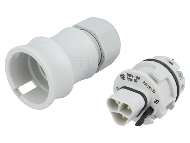 Connector: rond; stekker; RST; mannelijk; PIN: 3; verzilverd; 20A