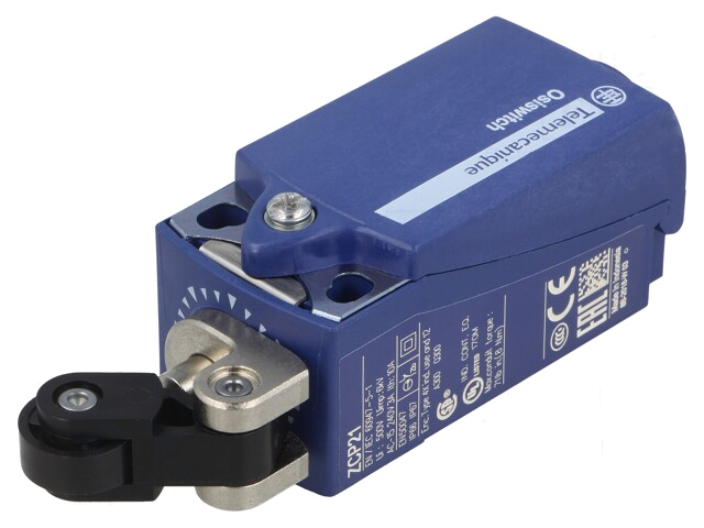 Eindschakelaar; hefboom R 20,2mm, kunststof rol Ø14mm; NO + NC