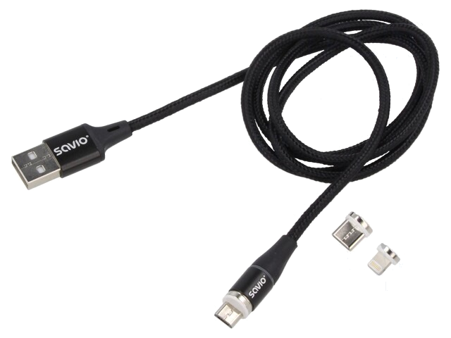 Kabel; magnetisch,USB 2.0; 1m; zwart; 480Mbps; textiel; 3A