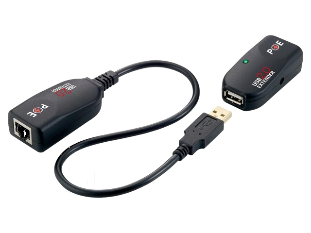 USB-extender; USB 2.0; zwart; Cat: 5e,6; 50m