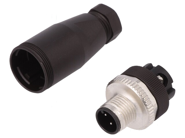Connector: M12; stekker; mannelijk; PIN: 4; buitendraad,gedraaid