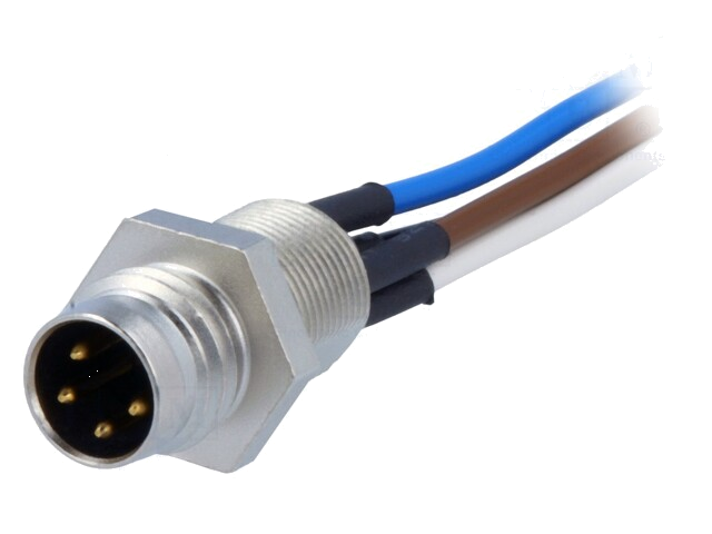 Connector: M8; 0,5m; mannelijk; PIN: 4; voor paneel,gedraaid