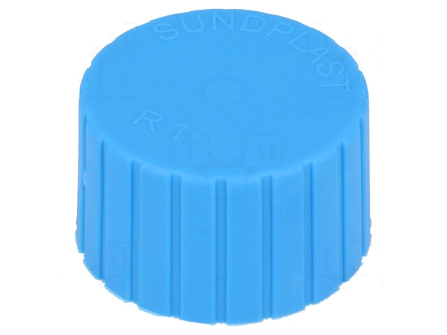 Opzetdopje; Lichaam: blauw; Øinw: 33,2mm; H: 23,1mm; indrukken; rond