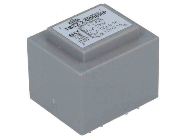 Transformator: ingegoten; 2,4VA; 230VAC; 12V; 12V; 100mA; 100mA; PCB
