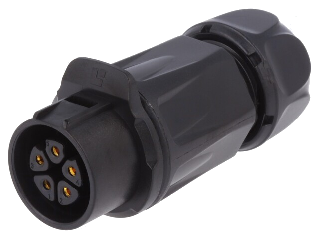 Connector: rond; stekker; maat 20; 02; vrouwelijk; PIN: 5; verguld
