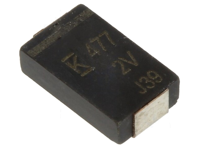 Condensator: polymeer; low ESR; 470uF; 2VDC; V; 2917; ESR: 6mΩ; SMD