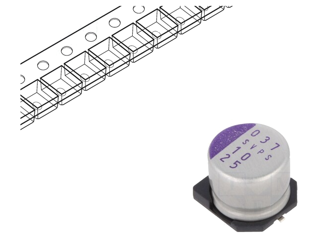 Condensator: polymeer; 10uF; 25VDC; SVPS; SMD; ±20%; -55÷105°C; 60mΩ