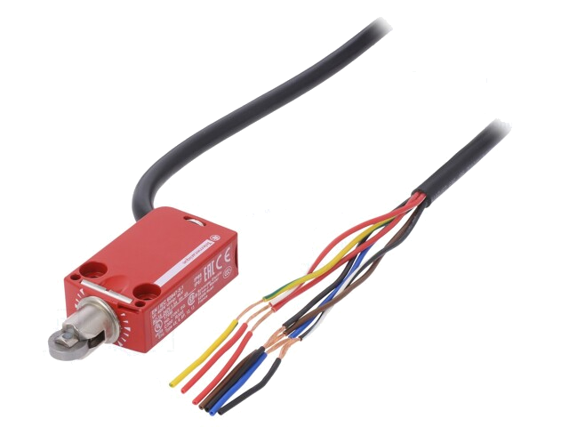 Eindschakelaar; metalen rol Ø11,6mm; NC x2 + NO; 1,5A; kabel 5m