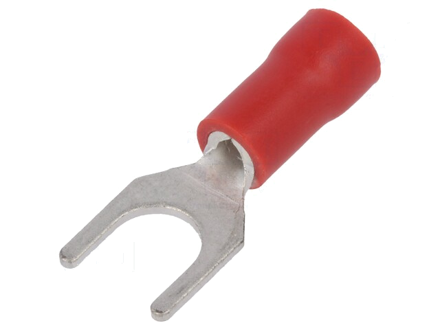 Uiteinde: vork; M5; Ø: 5,3mm; 0,5÷1mm2; klemmen; voor draad; rood