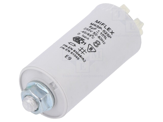 Condensator: voor ontladingslampen; 8uF; 250VAC; ±10%; Ø30x70mm
