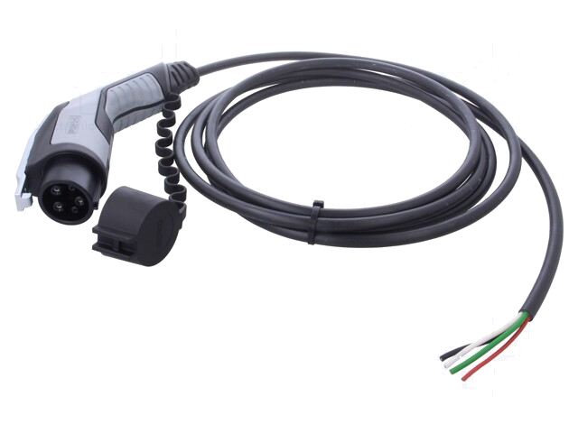 Kabel: eMobility; 1x20AWG,3x14AWG; 3,75kW; draden,Type 1; 4m; 15A