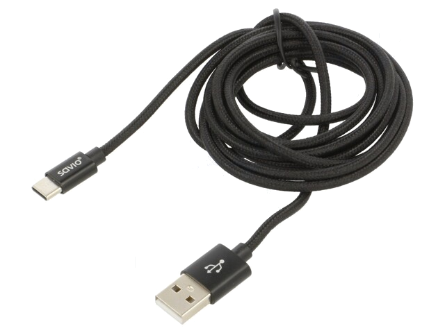 Kabel; USB 2.0; USB-A-stekker,USB-C-stekker; 2m; zwart; 480Mbps