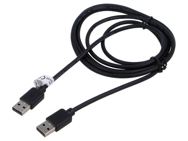 Kabel; USB 2.0; USB-A-stekker,aan beide zijden; 1,8m; zwart