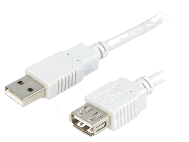 Kabel; USB 2.0; USB-A aansluiting,USB-A-stekker; 3m; lichtgrijs