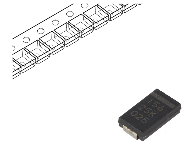 Condensator: polymeer; low ESR; 15uF; 25VDC; V; 2917; ESR: 40mΩ; SMD