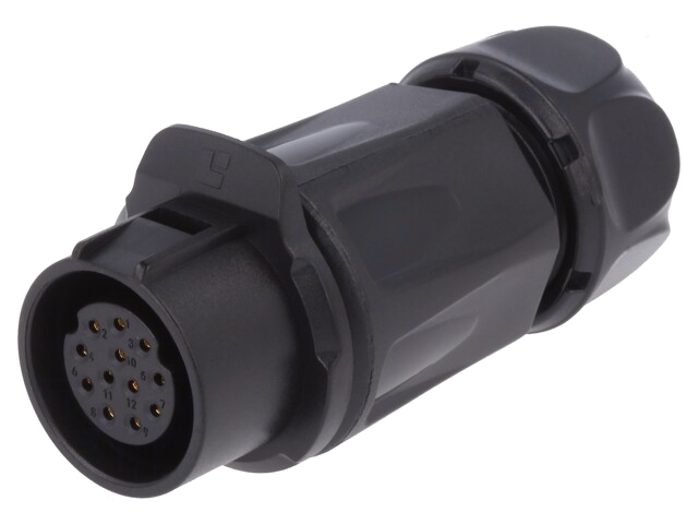Connector: rond; stekker; maat 20; 02; vrouwelijk; PIN: 12; verguld