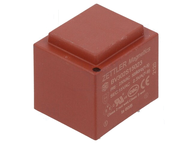 Transformator: ingegoten; 2,3VA; 230VAC; 15V; 153mA; PCB