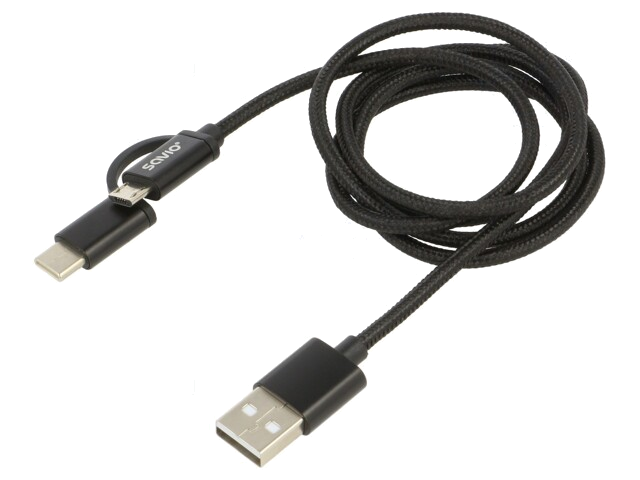Kabel; USB 2.0; USB-A-stekker,USB B-microstekker,USB-C-stekker