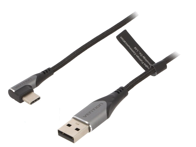Kabel; USB 2.0; USB-A-stekker,Haakse USB C-stekker; vernikkeld