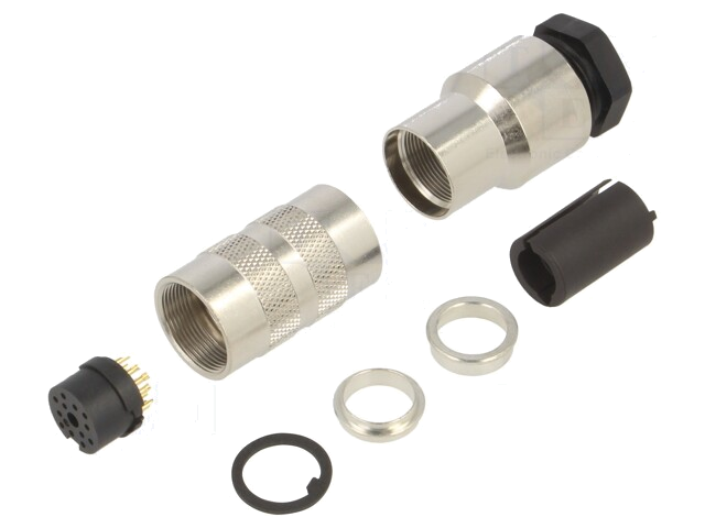 Connector: M16; stekker; PIN: 12; binnendraad,gedraaid; verguld; 3A